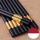 Household or Restaurants - Solid Wood, Matte Black, Alloy Chopsticks