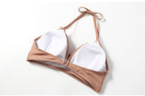 Hot Spring Style, Solid Color Simple High Waist Cover, Belly Thin Split Swimsuit