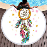 Bohemian Microfiber Round Beach Towel – Quick-dry Tassel Picnic & Pool Mat