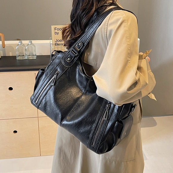 European and American Retro Solid Color, Simple Texture Handbag