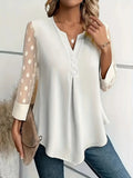Spring and Summer Mesh Sleeves Button Shirt for Women