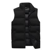 Stand Collar Slim-fit Zipper Cardigan, Casual Winter Thickened Vest Jacket, Cotton Waistcoat