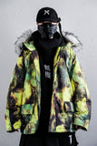 Men’s Plus-size Tie and Dye Winter Jacket – Warm Fur Collar Cotton Coat