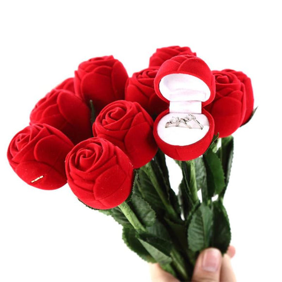 Romantic Red Rose, Flower Ring Gift Box for Anniversaries, Weddings, Proposal & Gifts