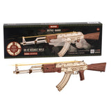 Robotime Rokr Automatic Rifle AK-47, 3D Wooden Assembly Gun, Double Firing Modes, Funny DIY Toys for Kids Adults, Justice Guar