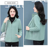 Women's Autumn and Winter Lamb Wool, Stand Up Collar Cardigan Sweatshirt