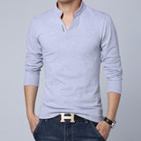 Long-sleeved Funky Solid Color T-shirt for Men