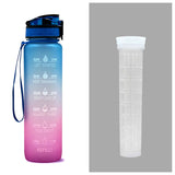 Tritan Water Bottle with Time Marker Bounce Cover, Motivational Water Bottle with Leakproof Lid for Sports Cycling and Outdoors