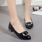 Rhinestone Square Buckle Bow, Flat Shoes