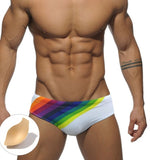 Men's Close Fitting Triangular Swimming Trunks with L-Guard Cup