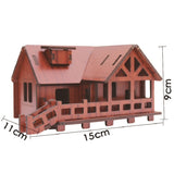 Wooden 3D Stereo Puzzle, Small House Building Assembly Model, DIY Ornaments