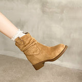 Suede Slimming Chunky-heel Fashion Ankle Boots for Women