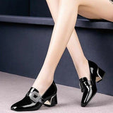 Women's Versatile Mid-heel Chunky Heel, Square Toe Shoes