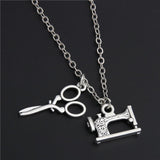 Tailor Sewing Machine Necklace – Scissors Pendant Clavicle Chain for Men