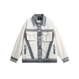 Ethnic Pattern Stitching, Oversized Jacket for Unisex