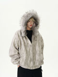 Hooded Large Fur Collar Cotton-padded Coat for Men, Thick Warm Jacket