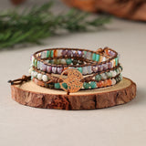 Couple Bracelet with Natural Stones – Handwoven Multi-layer Tree of Life Design