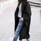 Casual Long Jacket with Pockets, Solid Color Single Breasted Lapel Woolen Coat for Women, Warm Winter Clothing