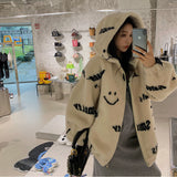Thickened Sheep Shearing Letters, Loose Fashion Plush Jacket for Women