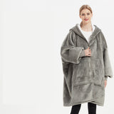 Plus Size Robe Winter Wearable Blanket Sweatshirt, Women and Men's Warm and Cozy Giant Blanket Hoodie