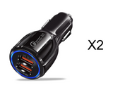 Quick Charge Car Charger for Mobile Phone, Qualcomm QC 3.0 Fast Charging Adapter, Mini Dual USB Car Charger