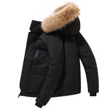 Men's Hooded Down Jacket, Thick Warm Coat with Fur Collar