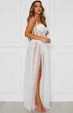 Women's Pure Color, Mesh Long Dress