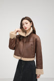 Stand Collar Integrated Lamb Fur Short Coat