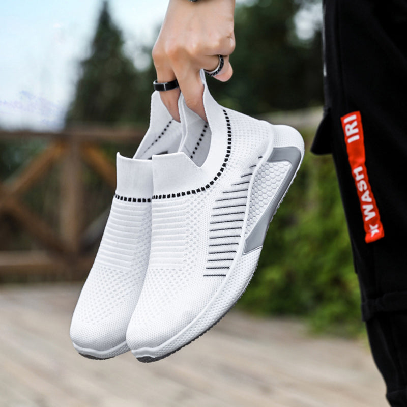 Fashion Mesh Sock Shoes with Striped Design, Men's Outdoor Breathable
