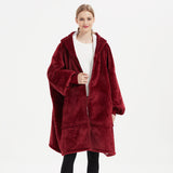 Plus Size Robe Winter Wearable Blanket Sweatshirt, Women and Men's Warm and Cozy Giant Blanket Hoodie