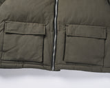 Vintage Army Green Zip, Casual Stand Collar Washed Military Jacket