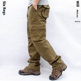 Multi-pocket Workwear Casual Trousers, Straight Men's Regular Fit Pants