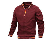 Men's Striped Zip-up Jacket with Pockets, Fashion Casual Sports Baseball Outerwear, Spring and Fall Clothing