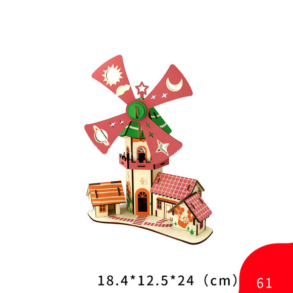 Wooden Model - Windmill House 3D Puzzle