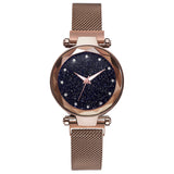 Luxury Women's Watches Bracelet Set, Elegant Magnet Buckle Ladies' Starry Sky Relogio Clocks