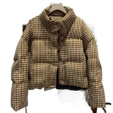Thickened Puffer Jacket, High Waist Cropped Cotton Sweater