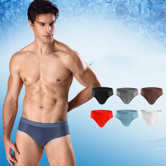 Men's Ice Silk, Hollow Mesh, Mid Waist Briefs