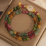 Natural Tourmaline Double Ring Jade Twin Bracelet – Luxury Women’s Jewelry