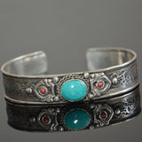Tibetan and Nepal Style, Handmade Silver White Copper Bracelet