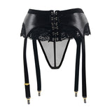 European and American, Leather Lace Buttoned Panties