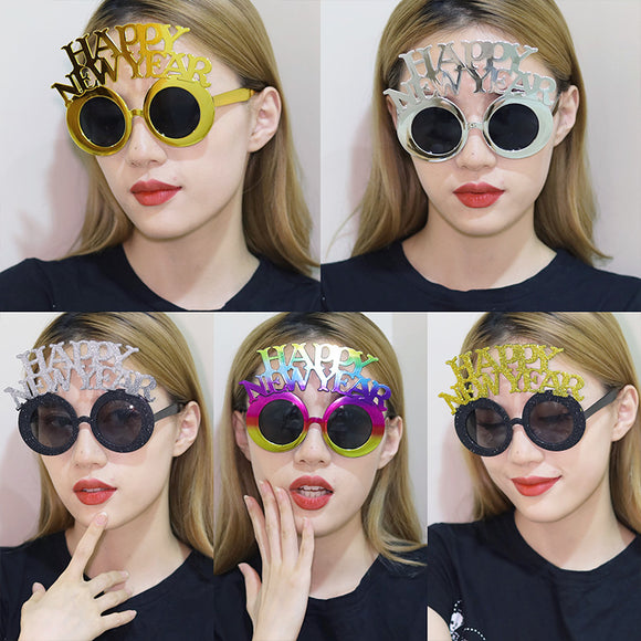 Creative Happy New Year Party Glasses Supplies Photo Props Holiday Dance Dress-up Funny Glasses