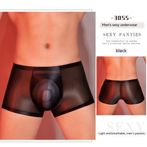 Oil Glossy, U Convex, Ultra-thin, Transparent, Men's Comfortable Stretch Shorts