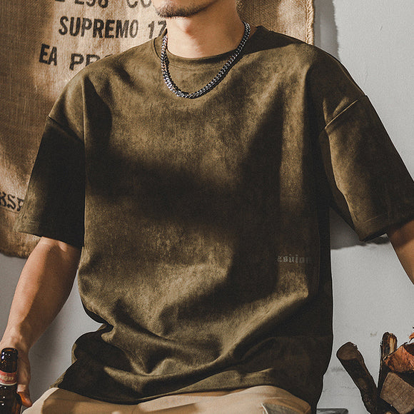 Retro Washed T-shirt, Heavy Short-sleeved Shirt for Men