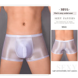 Oil Glossy, U Convex, Ultra-thin, Transparent, Men's Comfortable Stretch Shorts