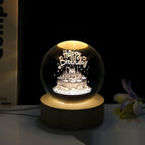 Creative 3D Laser Carved Crystal Ball, Bedroom Small Night Lamp