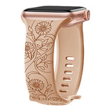 Laser Carved Embossed Brocade Sunflower Silicone Strap (Watch not Included)