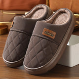 Men's Home Slippers, Winter Warm Plush House Shoes, Indoor Non-slip Floor Bedroom Flats, Casual All-match Shoes