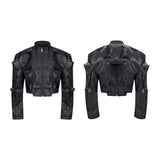 Special-shaped Deconstruction Stitching PU Leather Men's Suit