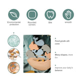Nordic Style Wooden Animal Stacking Toys, Baby Food Grade Silicone Folding Cradle Accessories