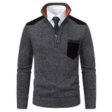 Men’s Half-zipper Stand Collar Sweater – Thick Knit Pullover for Cold Weather